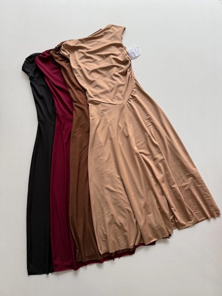 VESTIDO MICROFIBRA LARGO FRUNCE